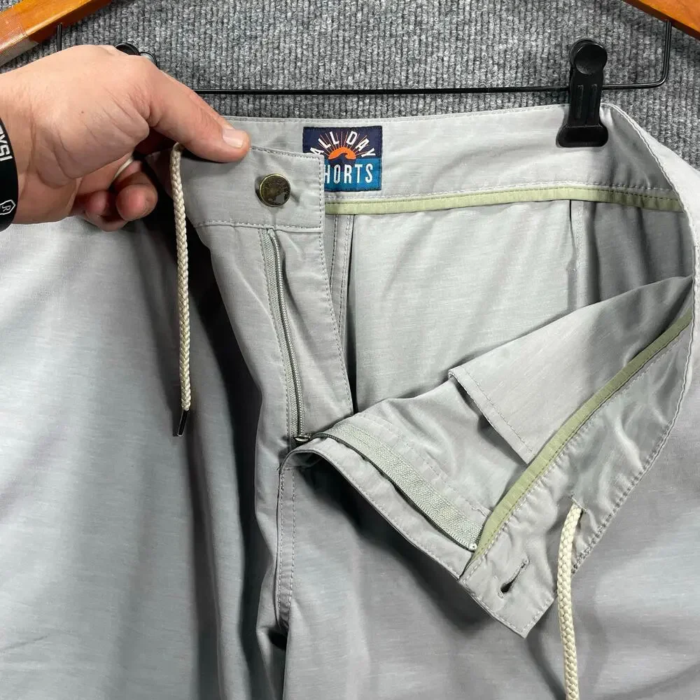 Faherty All Day Shorts Men's 36 Gray Zip Pockets Drawstring Casual Outdoors